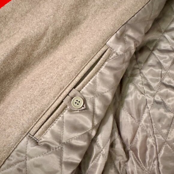 Michael Kors Delta Wool-Blend Faux-Leather-Trim Peacoat Men’s Large Brown - Picture 11 of 16